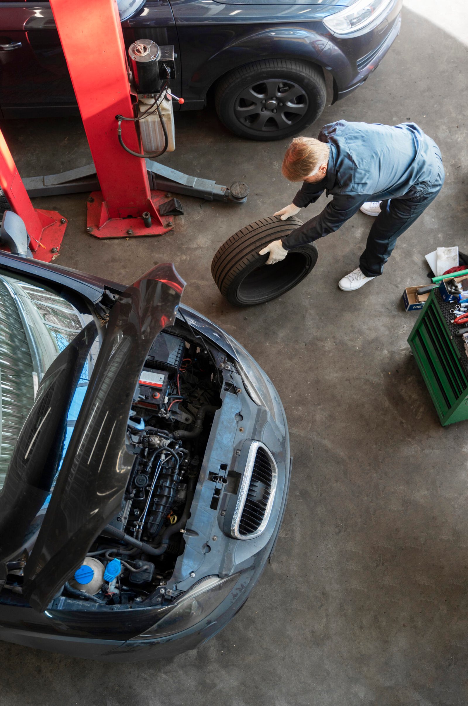 man changing a tire